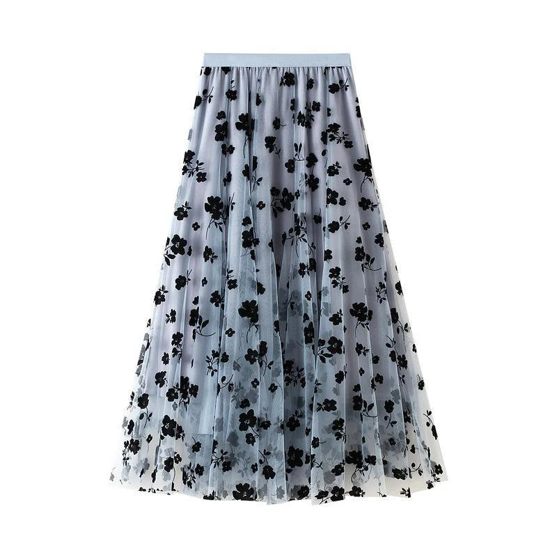 Elegant Floral Tulle Skirt
