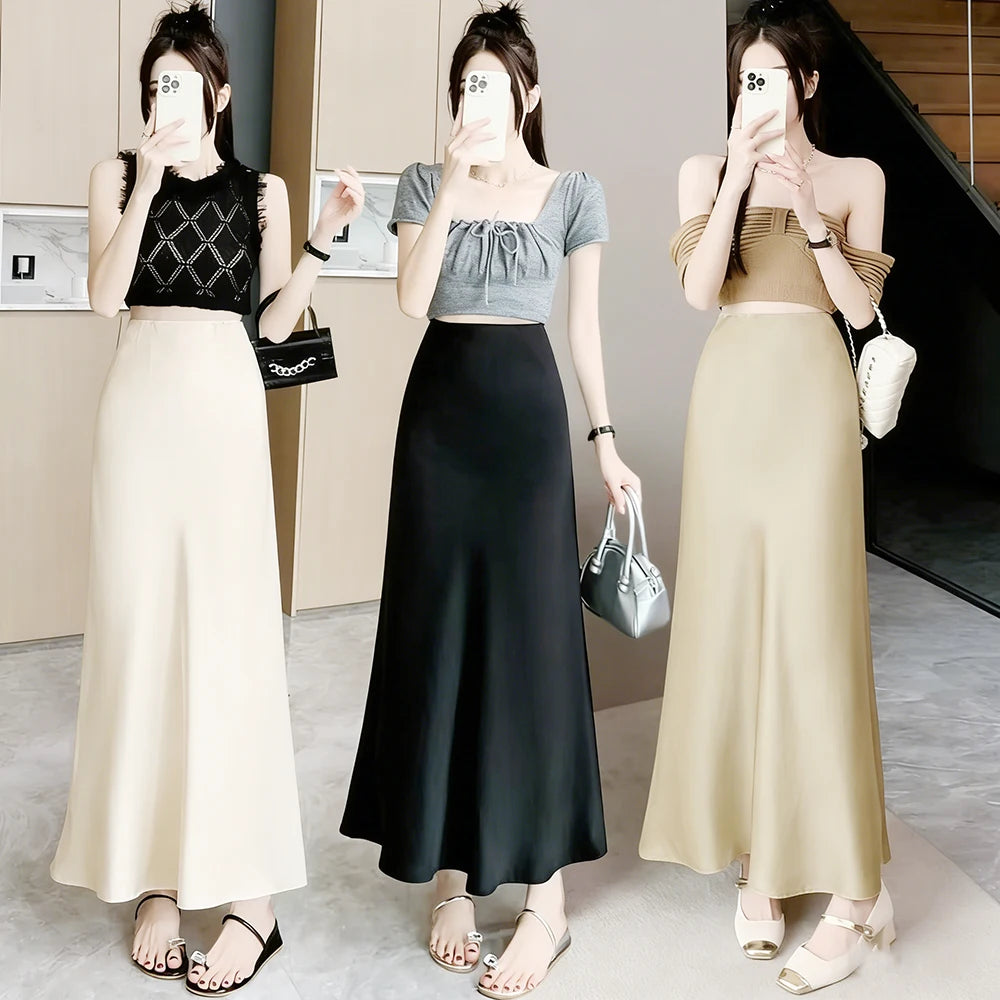 Satin fishtail skirt